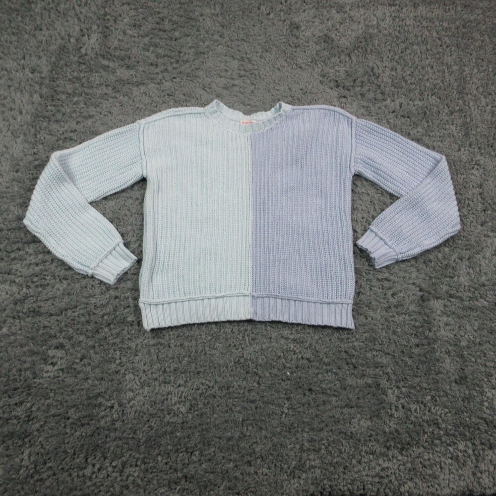 Design History Sweater Girls XL Blue Colorblock Knit Crew Neck Pullover Casual